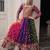 MULTICOLOR GEORGETTE  PRINT VINTAGE GAMTHI EMBROIDERY WORK STITCHED LEHENGA