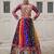 MULTICOLOR GEORGETTE  PRINT VINTAGE GAMTHI EMBROIDERY WORK STITCHED LEHENGA