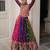 MULTICOLOR GEORGETTE  PRINT VINTAGE GAMTHI EMBROIDERY WORK STITCHED LEHENGA