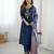 NAVY BLUE CHANDERI SILK EMBROIDERED SUIT