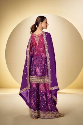 wine and purple palazo salwar kameez with dupatta set 2