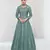 Teal green embroidered vichitra silk free size stitched anarkali suit