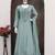 Teal green embroidered vichitra silk free size stitched anarkali suit
