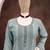 Teal green embroidered vichitra silk free size stitched anarkali suit