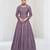 Levender embroidered vichitra silk free size stitched anarkali suit