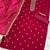 Red silk embroidered viscose thread jari work semi stitched salwar suit