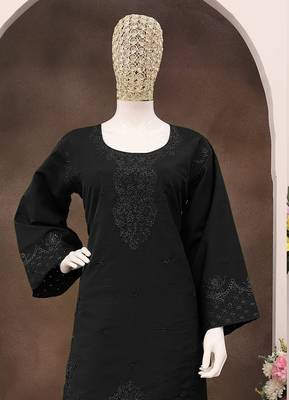 Black embroidery and thread cotton salwar suit 2
