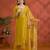 Yellow silk embroidered viscose thread jari work semi stitched salwar suit