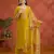 Yellow silk embroidered viscose thread jari work semi stitched salwar suit
