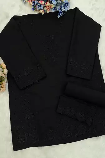 Black embroidery and thread cotton salwar suit
