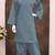 Sky blue embroidery and thread work cotton semi stitched salwar suit