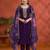 Violet silk embroidered viscose thread jari work semi stitched salwar suit