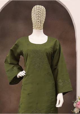 Mehendi embroidery and thread cotton salwar suit 2