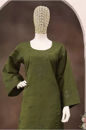 Mehendi embroidery and thread cotton salwar suit