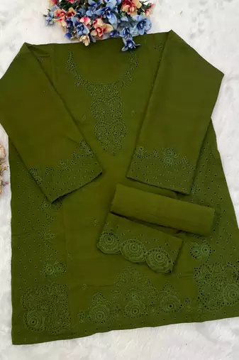 Mehendi embroidery and thread cotton salwar suit