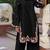 Black embroidered and viscose thread work cotton semi stitched salwar suit