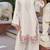 Beige embroidered and viscose thread work cotton semi stitched salwar suit
