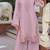 Baby pink embroidered and viscose thread work cotton semi stitched salwar suit