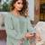 Sea green embroidered and viscose thread work cotton semi stitched salwar suit