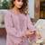 Baby pink embroidered and viscose thread work cotton semi stitched salwar suit