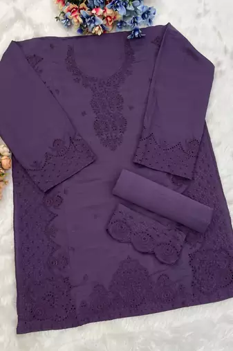 Violet embroidery and thread cotton salwar suit
