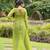 Parrot green navratri special kutchi patch work with leheriya printed kurti-Full Stitched Free Size
