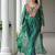 Green navratri special kutchi patch work with leheriya printed kurti-Full Stitched Free Size