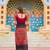Maroon navratri special kutchi gamthi work with printed kurti-Full Stitched Free Size
