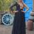 Black navratri special kutchi patch work with bandhani print faux georgette gown