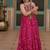 Pink navratri special kutchi patch work with leheriya print chinon gown