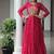 Pink navratri special kutchi patch work with bandhani print faux georgette gown