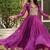 Wine navratri special kutchi patch work with leheriya print faux georgette gown