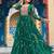 Green navratri special kutchi patch work with leheriya print faux georgette gown-Full Stitched Free Size