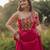 Pink navratri special rayon kutchi gamthi work gown