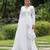 White navratri special rayon kutchi gamthi kodi work gown