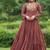 Maroon navratri special cotton kutchi gamthi & kodi lace work gown