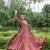 Maroon navratri special cotton kutchi gamthi & kodi lace work gown