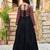 Black navratri special rayon kutchi gamthi embroidered & cotton print work gown