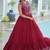 Maroon navratri special rayon kutchi gamthi thread embroidered & mirror work gown