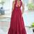 Maroon navratri special rayon kutchi gamthi thread embroidered & mirror work gown