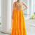 Yellow navratri special rayon kutchi gamthi thread embroidered & mirror work gown
