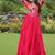 Rani pink navratri special rayon kutchi gamthi thread embroidered & mirror work gown
