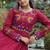 Maroon navratri special rayon kutchi gamthi work gown