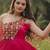 Pink navratri special rayon kutchi gamthi work gown