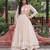 Off white navratri special kora cotton multi thread embroidered & gota patti work gown