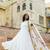 white azmat embellished organza anarkali kurta with dhoti & dupatta