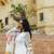 white azmat embellished organza anarkali kurta with dhoti & dupatta