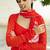red tara organza anarkali kurta with pant & dupatta