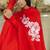 red tara organza anarkali kurta with pant & dupatta