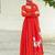 red tara organza anarkali kurta with pant & dupatta